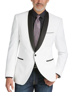 Egara Slim Fit Shawl Lapel Dinner Jacket, White 5 Egara Slim Fit Shawl Lapel Dinner Jacket, White -Joseph Abboud Sales MW40 11YT 10 EGARA WHITE ALT6