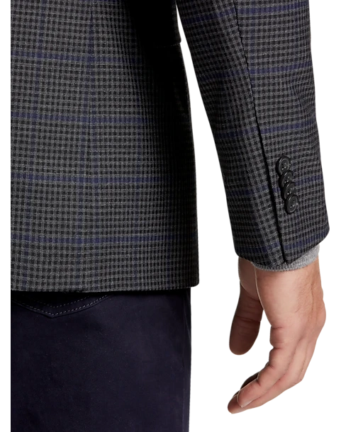 Awearness Kenneth Cole Modern Fit Sport Coat, Gray & Blue Windowpane 2 Awearness Kenneth Cole Modern Fit Sport Coat, Gray & Blue Windowpane - Image 2