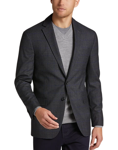 Awearness Kenneth Cole Modern Fit Sport Coat, Gray & Blue Windowpane 1 Awearness Kenneth Cole Modern Fit Sport Coat, Gray & Blue Windowpane