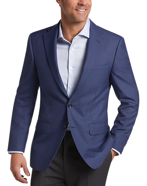 Calvin Klein Slim Fit Wool Sport Coat, Blue Mini Houndstooth 1 Calvin Klein Slim Fit Wool Sport Coat, Blue Mini Houndstooth