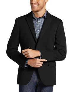 Michael Strahan Classic Fit Knit Sport Coat, Black Solid