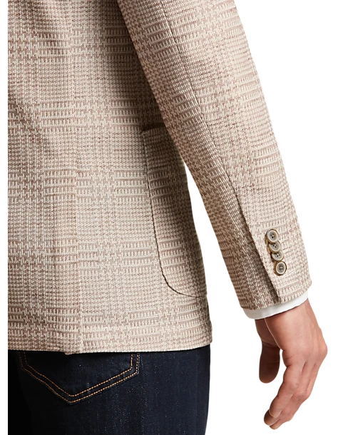 Joseph Abboud Slim Fit Notch Lapel Knit Sport Coat Tan Plaid 2 Joseph Abboud Slim Fit Notch Lapel Knit Sport Coat Tan Plaid - Image 2