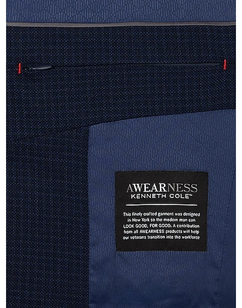 Awearness Kenneth Cole AWEAR-TECH Slim Fit Sport Coat, Navy Check 3 Awearness Kenneth Cole AWEAR-TECH Slim Fit Sport Coat, Navy Check - Image 3