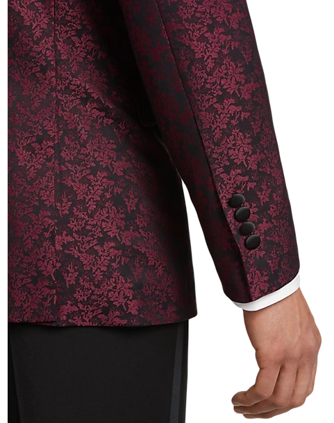 After Hours Slim Fit Dinner Jacket, Burgundy Jacquard 2 After Hours Slim Fit Dinner Jacket, Burgundy Jacquard - Image 2