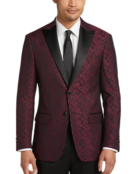 After Hours Slim Fit Dinner Jacket, Burgundy Jacquard 1 After Hours Slim Fit Dinner Jacket, Burgundy Jacquard