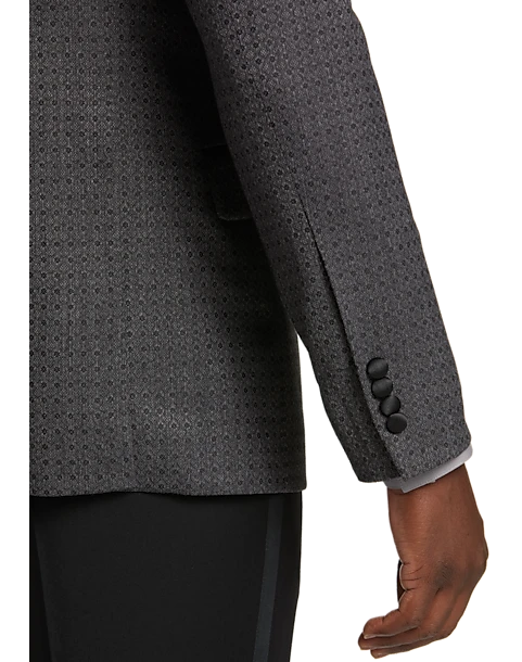 After Hours Slim Fit Shawl Collar Jacquard Dinner Jacket, Black Geometric 2 After Hours Slim Fit Shawl Collar Jacquard Dinner Jacket, Black Geometric - Image 2