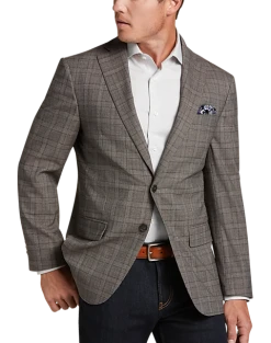 Awearness Kenneth Cole Modern Fit Sport Coat, Tan Plaid