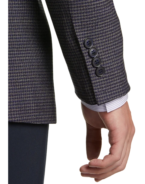 Awearness Kenneth Cole Modern Fit Sport Coat, Blue & Tan Check 2 Awearness Kenneth Cole Modern Fit Sport Coat, Blue & Tan Check - Image 2