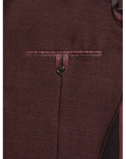 Calvin Klein X-Fit Slim Fit Sport Coat, Burgundy Herringbone -Joseph Abboud Sales MW40 15WT 06 CALVIN KLEIN BURGUNDY BONE ALT2
