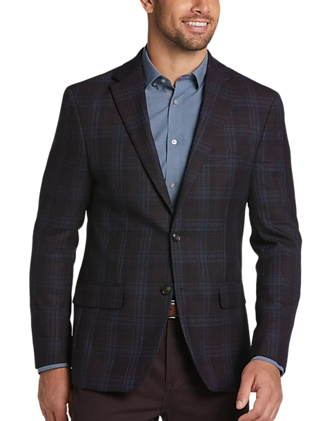Tommy Hilfiger Modern Fit Sport Coat, Burgundy Plaid 1 Tommy Hilfiger Modern Fit Sport Coat, Burgundy Plaid
