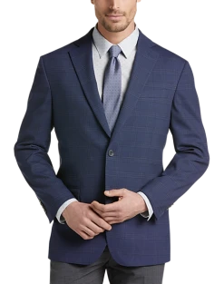 Awearness Kenneth Cole Modern Fit Sport Coat, Navy Plaid