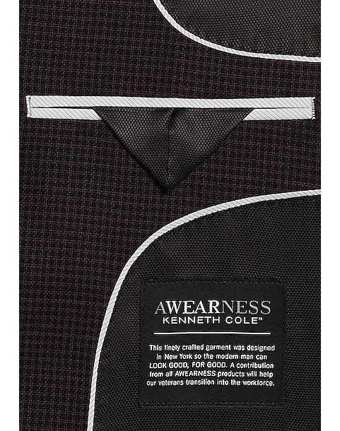 Awearness Kenneth Cole Modern Fit Sport Coat, Black Check 3 Awearness Kenneth Cole Modern Fit Sport Coat, Black Check - Image 3