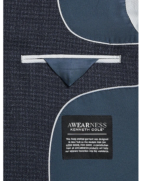Awearness Kenneth Cole Modern Fit Sport Coat, Navy Check 3 Awearness Kenneth Cole Modern Fit Sport Coat, Navy Check - Image 3