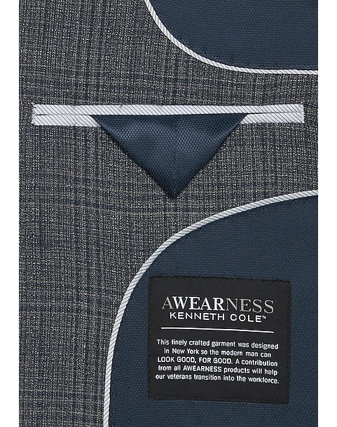 Awearness Kenneth Cole Modern Fit Sport Coat, Gray Plaid 3 Awearness Kenneth Cole Modern Fit Sport Coat, Gray Plaid - Image 3