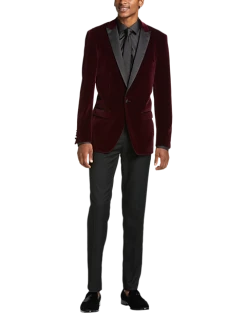 Paisley & Gray Slim Fit Dinner Jacket, Crimson Red 7 Paisley & Gray Slim Fit Dinner Jacket, Crimson Red -Joseph Abboud Sales MW40 15Z1 06 PAISLEY GRAY BURGUNDY ALT3 1