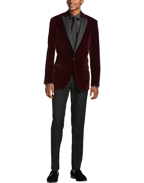 Paisley & Gray Slim Fit Dinner Jacket, Crimson Red 4 Paisley & Gray Slim Fit Dinner Jacket, Crimson Red - Image 4