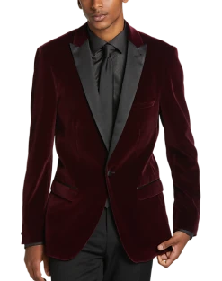 Paisley & Gray Slim Fit Dinner Jacket, Burgundy