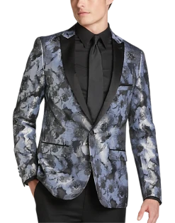 Paisley & Gray Slim Fit Dinner Jacket, Gray Jacquard