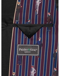 Paisley & Gray Slim Fit Dinner Jacket, Gray And Berry Plaid 6 Paisley & Gray Slim Fit Dinner Jacket, Gray And Berry Plaid -Joseph Abboud Sales MW40 15Z9 67 PAISLEY GRAY BERRY PLAID ALT2