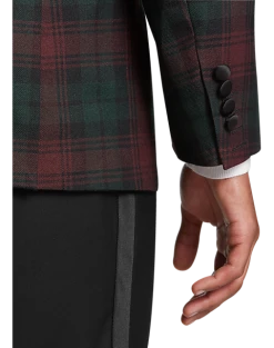 Alternative view of Paisley & Gray Slim Fit Dinner Jacket, Wineberry Plaid