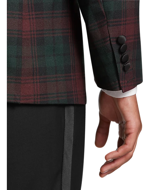 Paisley & Gray Slim Fit Dinner Jacket, Wineberry Plaid 2 Paisley & Gray Slim Fit Dinner Jacket, Wineberry Plaid - Image 2