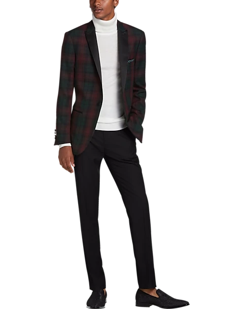 Paisley & Gray Slim Fit Dinner Jacket, Wineberry Plaid 3 Paisley & Gray Slim Fit Dinner Jacket, Wineberry Plaid - Image 3