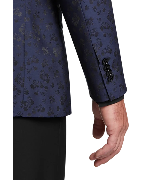 Michael Strahan Classic Fit Shawl Lapel Dinner Jacket, Blue Floral 2 Michael Strahan Classic Fit Shawl Lapel Dinner Jacket, Blue Floral - Image 2