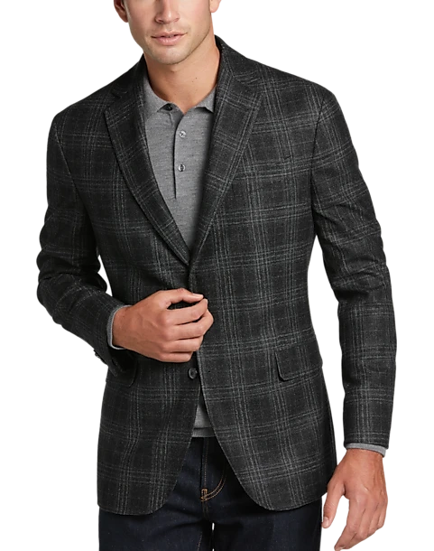 Joseph Abboud Modern Fit Sport Coat, Charcoal Plaid 1 Joseph Abboud Modern Fit Sport Coat, Charcoal Plaid