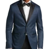 After Hours Slim Fit Satin Peak Lapel Dinner Jacket, Blue Paisley