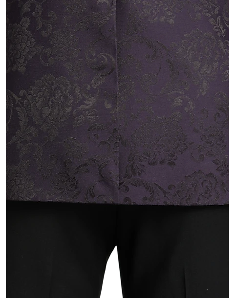 Egara Slim Fit Shawl Lapel Dinner Jacket, Plum Jacquard 2 Egara Slim Fit Shawl Lapel Dinner Jacket, Plum Jacquard - Image 2