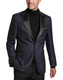 Egara Slim Fit Peak Lapel Dinner Jacket, Charcoal Paisley