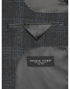 Pronto Uomo Modern Fit Sport Coat, Charcoal Plaid 5 Pronto Uomo Modern Fit Sport Coat, Charcoal Plaid -Joseph Abboud Sales MW40 166W 66 PRONTO UOMO CHARCOAL PLAID ALT2