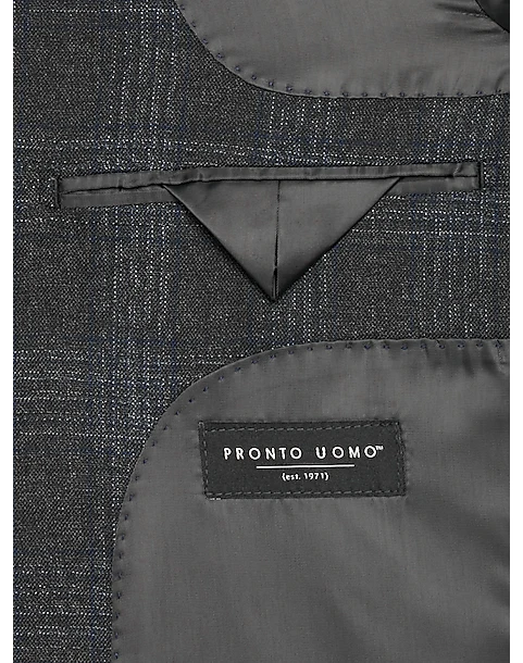 Pronto Uomo Modern Fit Sport Coat, Charcoal Plaid 3 Pronto Uomo Modern Fit Sport Coat, Charcoal Plaid - Image 3
