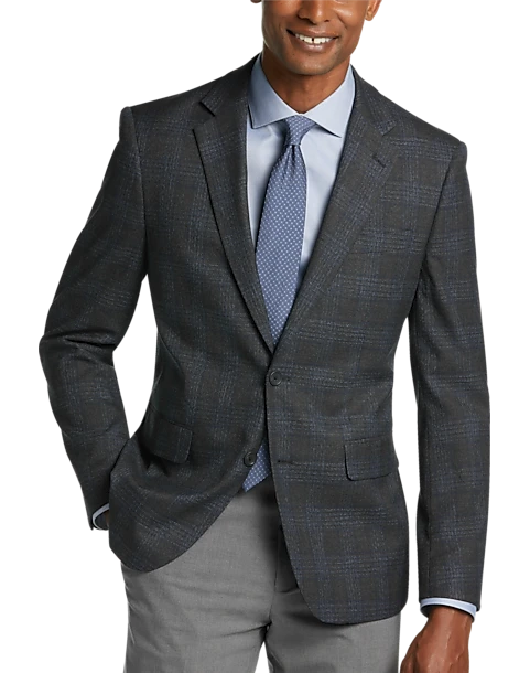Pronto Uomo Modern Fit Sport Coat, Charcoal Plaid 1 Pronto Uomo Modern Fit Sport Coat, Charcoal Plaid