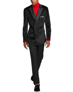 Alternative view of Paisley & Gray Slim Fit Double Breasted Dinner Jacket, Black