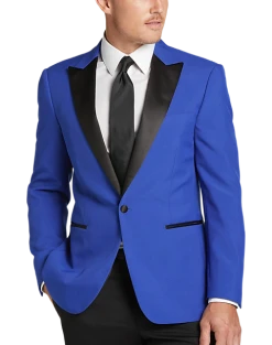 Egara Slim Fit Peak Lapel Dinner Jacket, Blue