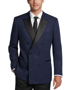 Egara Slim Fit Peak Lapel Double Breasted Dinner Jacket, Black Tic