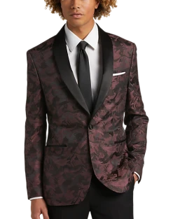 Egara Slim Fit Dinner Jacket, Maroon Floral