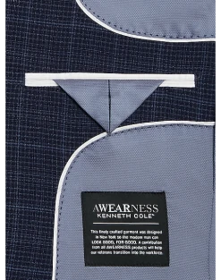 Awearness Kenneth Cole Modern Fit Sport Coat, Navy Plaid -Joseph Abboud Sales MW40 16GF 61 AWEARNESS KENNETH COLE NAVY PLAID ALT2