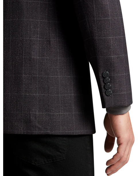 Awearness Kenneth Cole Modern Fit Sport Coat, Wine Windowpane 2 Awearness Kenneth Cole Modern Fit Sport Coat, Wine Windowpane - Image 2