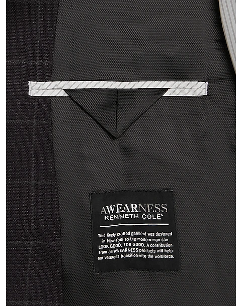 Awearness Kenneth Cole Modern Fit Sport Coat, Wine Windowpane 3 Awearness Kenneth Cole Modern Fit Sport Coat, Wine Windowpane - Image 3