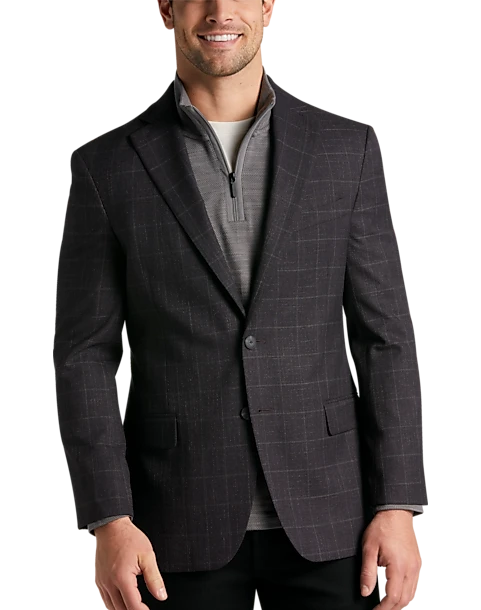 Awearness Kenneth Cole Modern Fit Sport Coat, Wine Windowpane 1 Awearness Kenneth Cole Modern Fit Sport Coat, Wine Windowpane