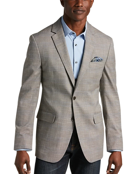Michael Strahan Classic Fit Sport Coat, Tan Plaid 1 Michael Strahan Classic Fit Sport Coat, Tan Plaid