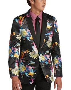 Paisley & Gray Slim Fit Dinner Jacket, Multicolor Abstract Art
