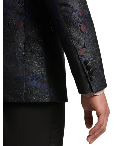 Paisley & Gray Slim Fit Dinner Jacket, Black, Navy & Burgundy Floral 3 Paisley & Gray Slim Fit Dinner Jacket, Black, Navy & Burgundy Floral - Image 3