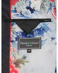 Paisley & Gray Slim Fit Dinner Jacket, Black, Navy & Burgundy Floral 7 Paisley & Gray Slim Fit Dinner Jacket, Black, Navy & Burgundy Floral -Joseph Abboud Sales MW40 16J2 07 PAISLEY GRAY BLACK NAVY BURGUNDY ALT3