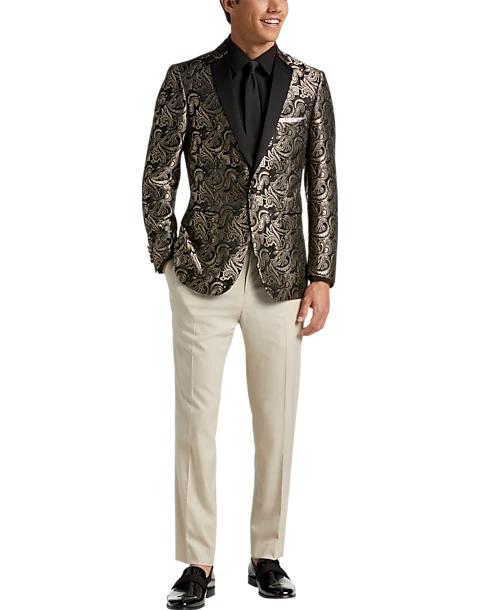 Paisley & Gray Slim Fit Dinner Jacket, Brown & Gold Jacquard 2 Paisley & Gray Slim Fit Dinner Jacket, Brown & Gold Jacquard - Image 2