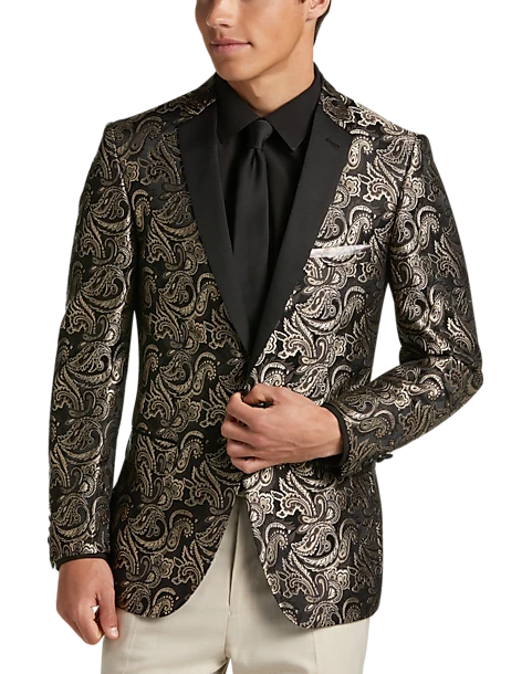 Paisley & Gray Slim Fit Dinner Jacket, Brown & Gold Jacquard 1 Paisley & Gray Slim Fit Dinner Jacket, Brown & Gold Jacquard