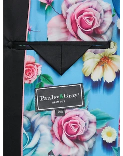 Paisley & Gray Slim Fit Dinner Jacket, Minted Green -Joseph Abboud Sales MW40 16J7 25 PAISLEY GRAY TURQUOISE ALT3 1