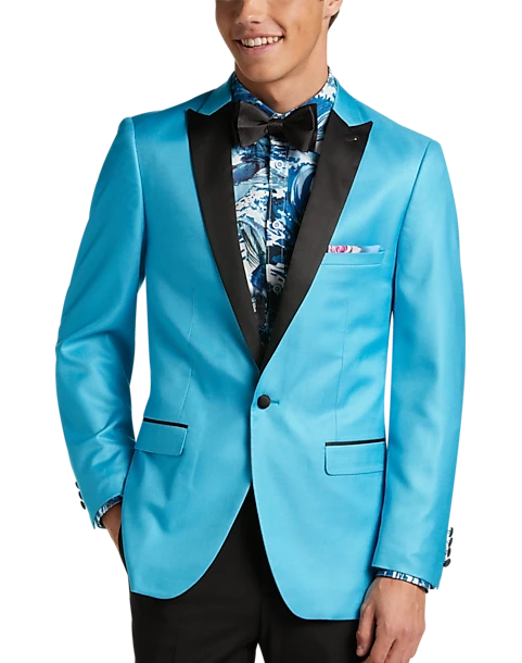 Paisley & Gray Slim Fit Dinner Jacket, Turquoise 1 Paisley & Gray Slim Fit Dinner Jacket, Turquoise
